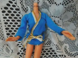 1905 BARBIE SUPERSTAR 1980 BLUE FLEECE JACKET OR ROBE ATTACHED BELT